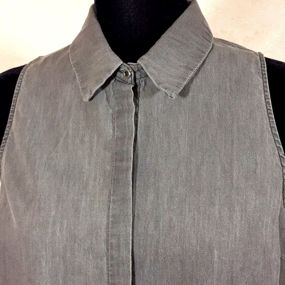 Denim Shirt-Dress Smoky Gray Size M - Picture 2 of 6